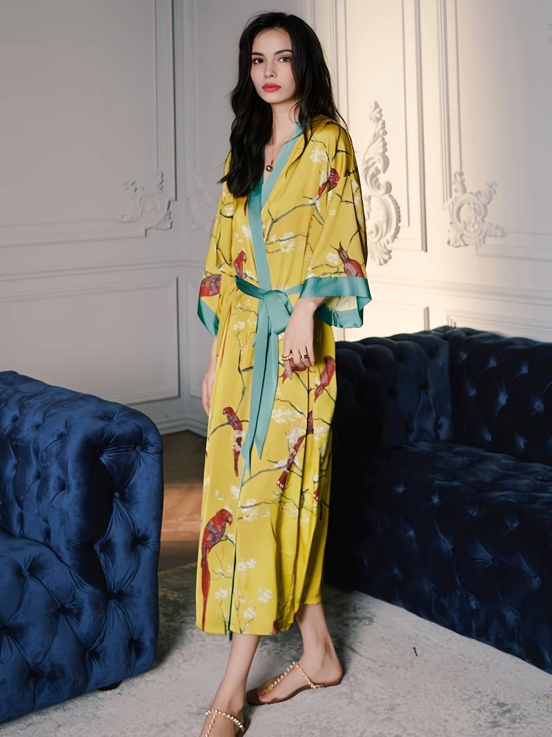 Long Peignoir Kimono en Satin