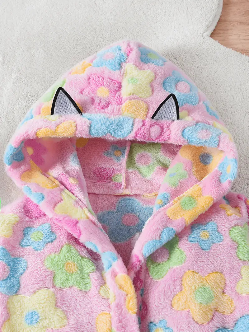 Peignoir de Bain Enfant Éponge á Motif Floral