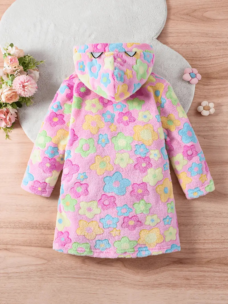 Peignoir de Bain Enfant Éponge á Motif Floral