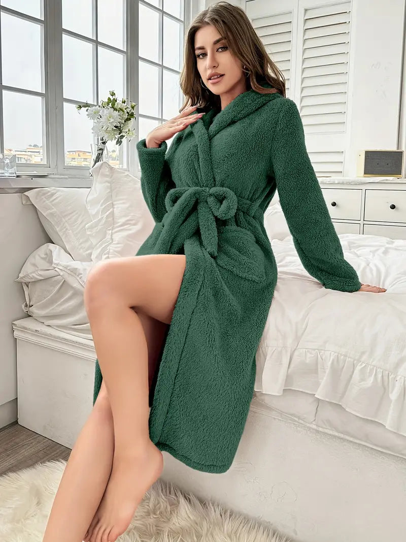 Peignoir de Bain Polaire Vert Grande Taille