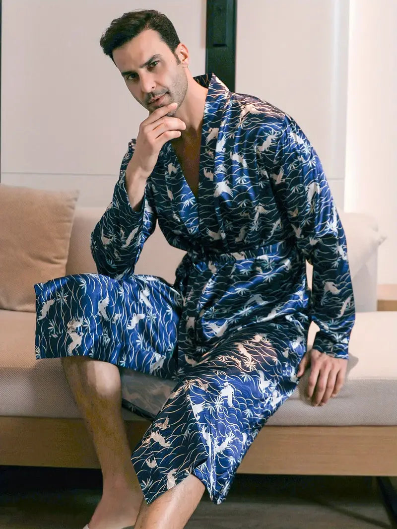 Peignoir de Luxe Soyeux Bleu