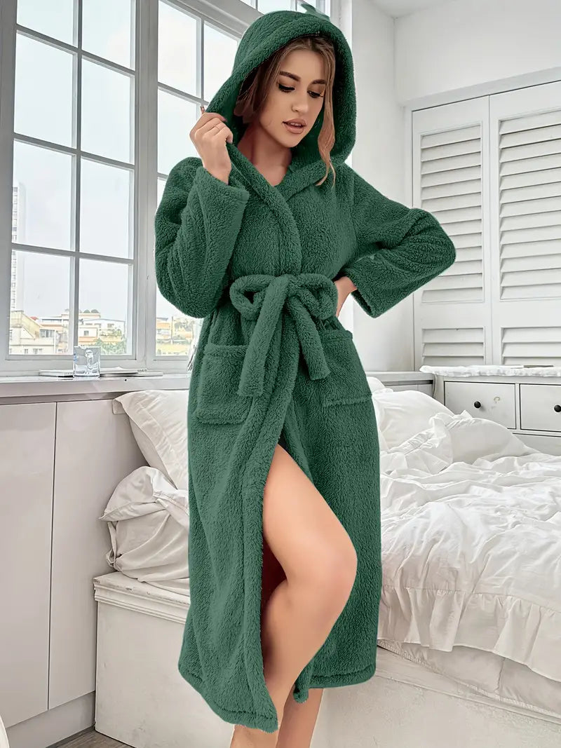 Peignoir de Bain Polaire Vert Grande Taille
