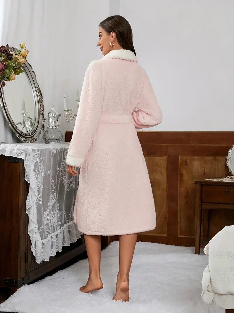 Peignoir Éponge Décontractée Rose