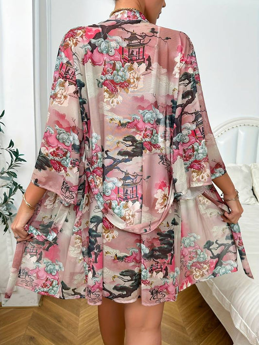 Cédant Peignoir Kimono Micro-élastique
