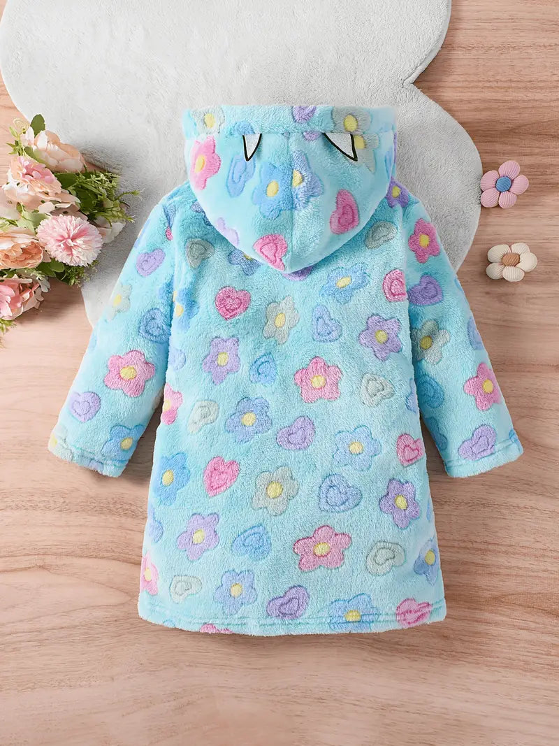 Peignoir de Bain Enfant Éponge á Motif Floral