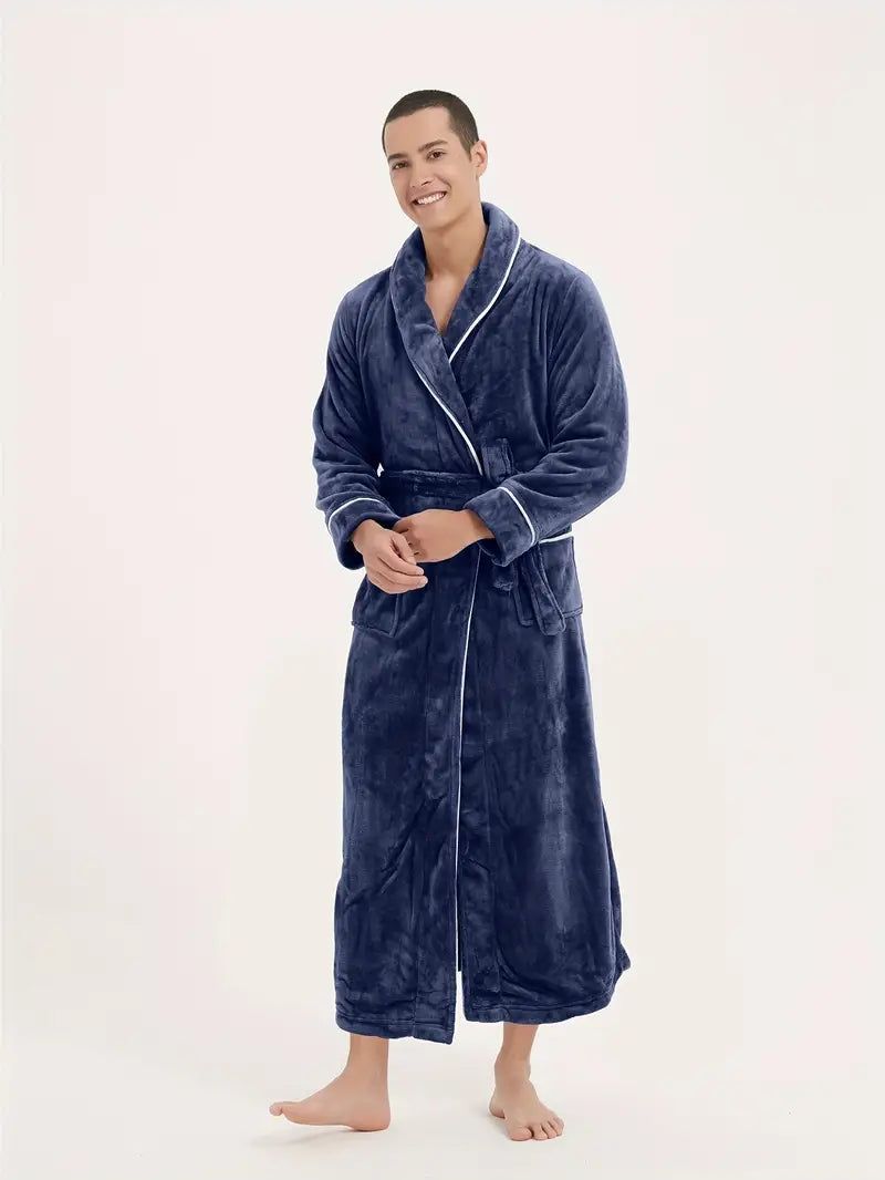 Peignoir de Nuit Éponge Polaire Bleu