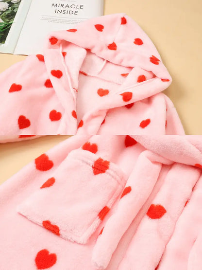 Peignoir de Bain Enfant á Motif Coeurs