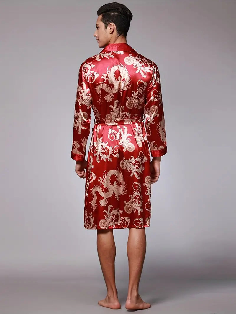 Peignoir de Luxe Doux avec Imprimé Dragon