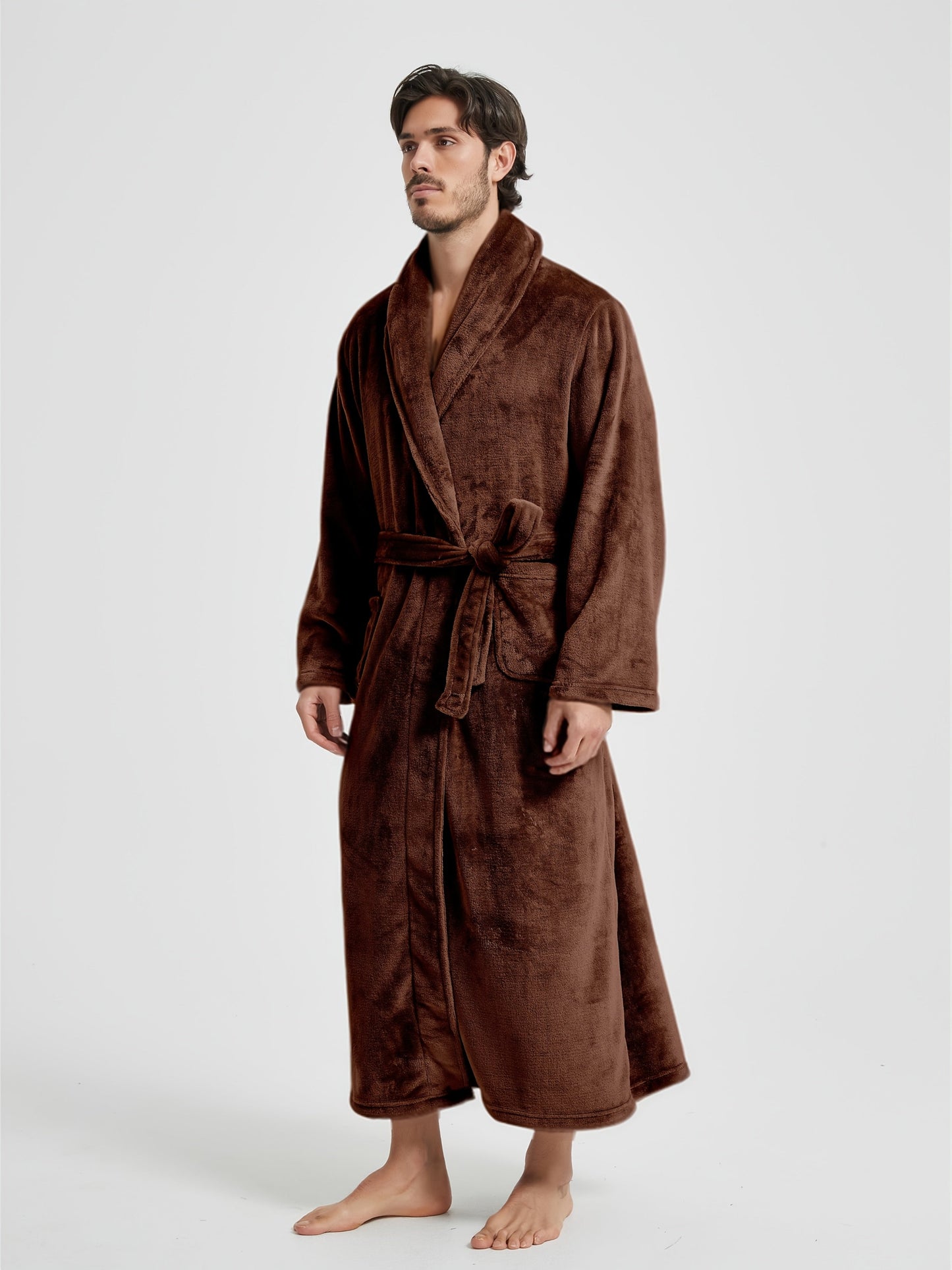 Peignoir homme polaire longue coupe avec col châle