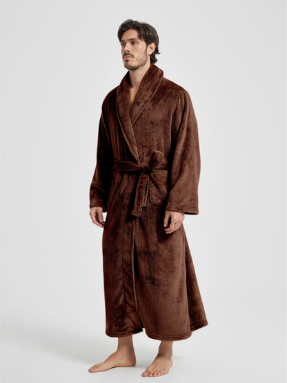 Peignoir homme polaire longue coupe avec col châle