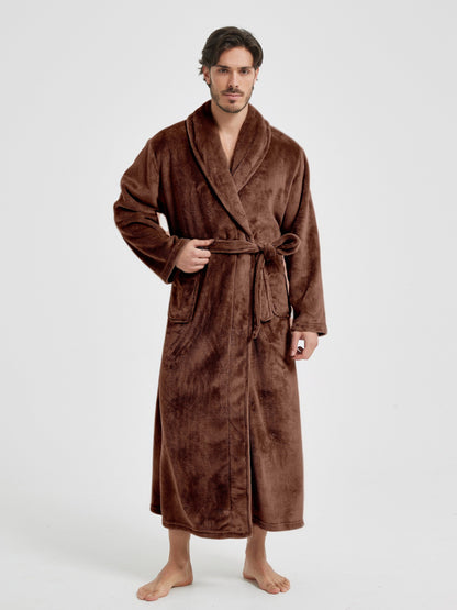 Peignoir homme polaire longue coupe avec col châle