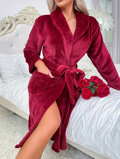 Peignoir en Polaire Épaissie Rouge