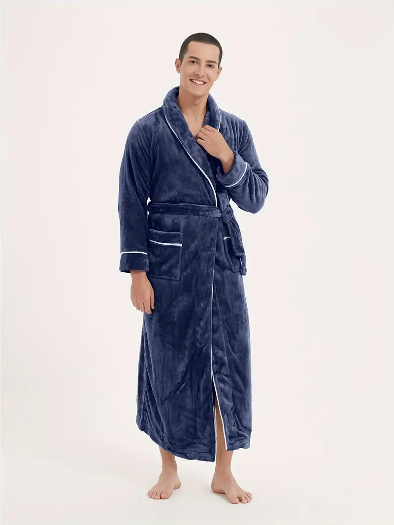 Peignoir de Nuit Éponge Polaire Bleu
