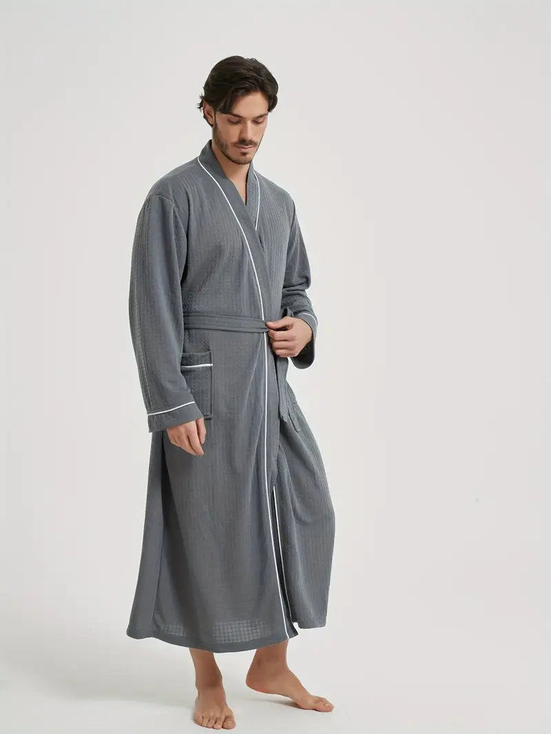 Peignoir de Bain Nid D'abeille Gris