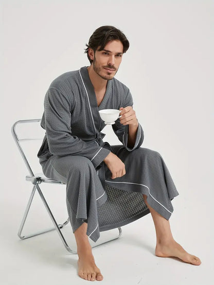 Peignoir de Bain Nid D'abeille Gris