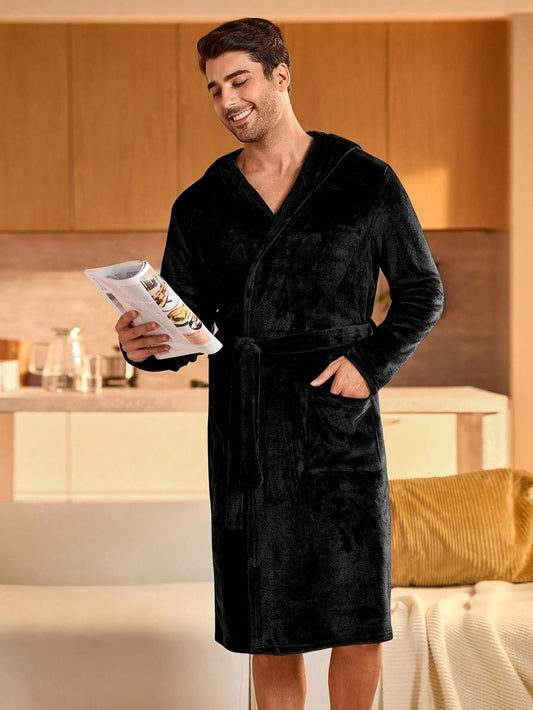 Peignoir homme polaire ultra doux avec capuche
