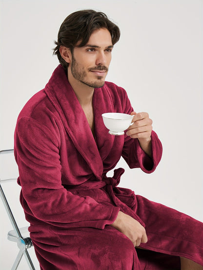 Peignoir homme polaire longue coupe avec col châle