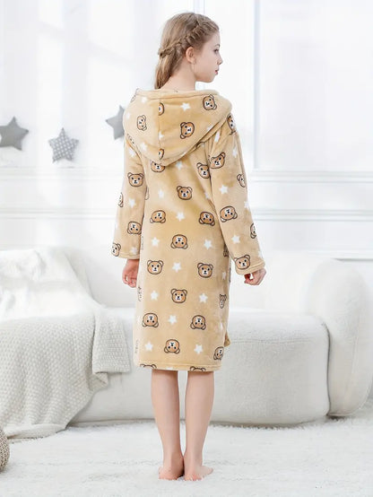 Peignoir de Bain Enfant avec Motif D'étoile D'ours Adorable