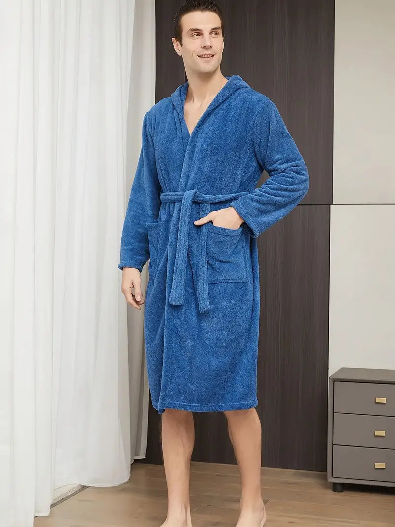 Peignoir de Bain Bleu avec Capuche