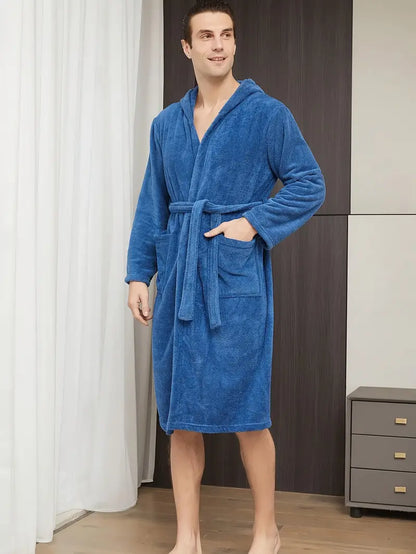 Peignoir de Bain Bleu avec Capuche