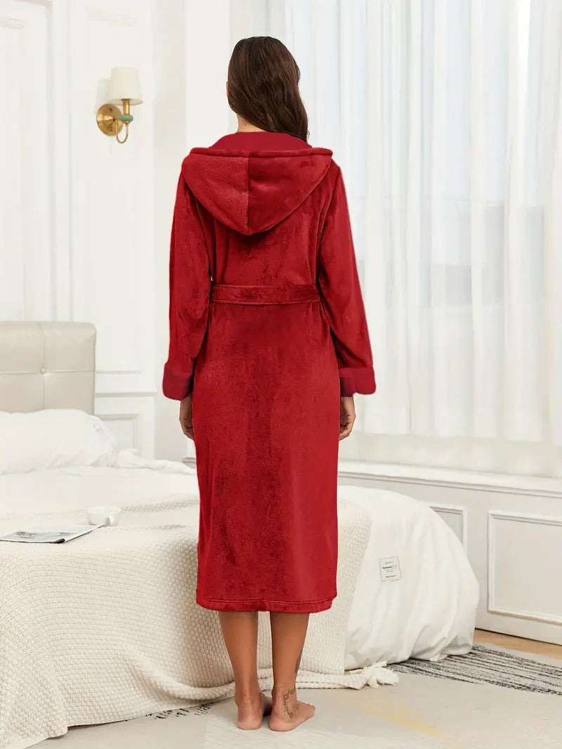 Peignoir Polaire Épaisse Chaud avec Capuche