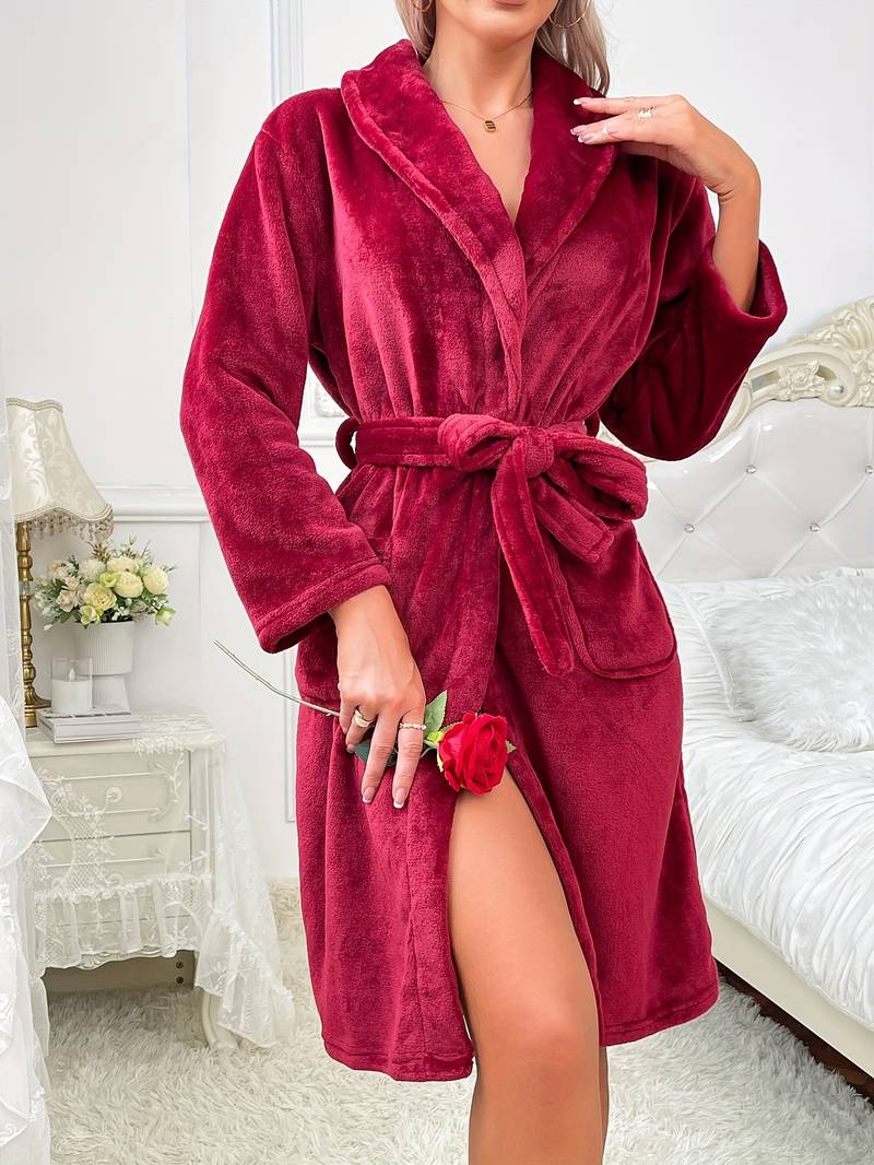 Peignoir en Polaire Épaissie Rouge