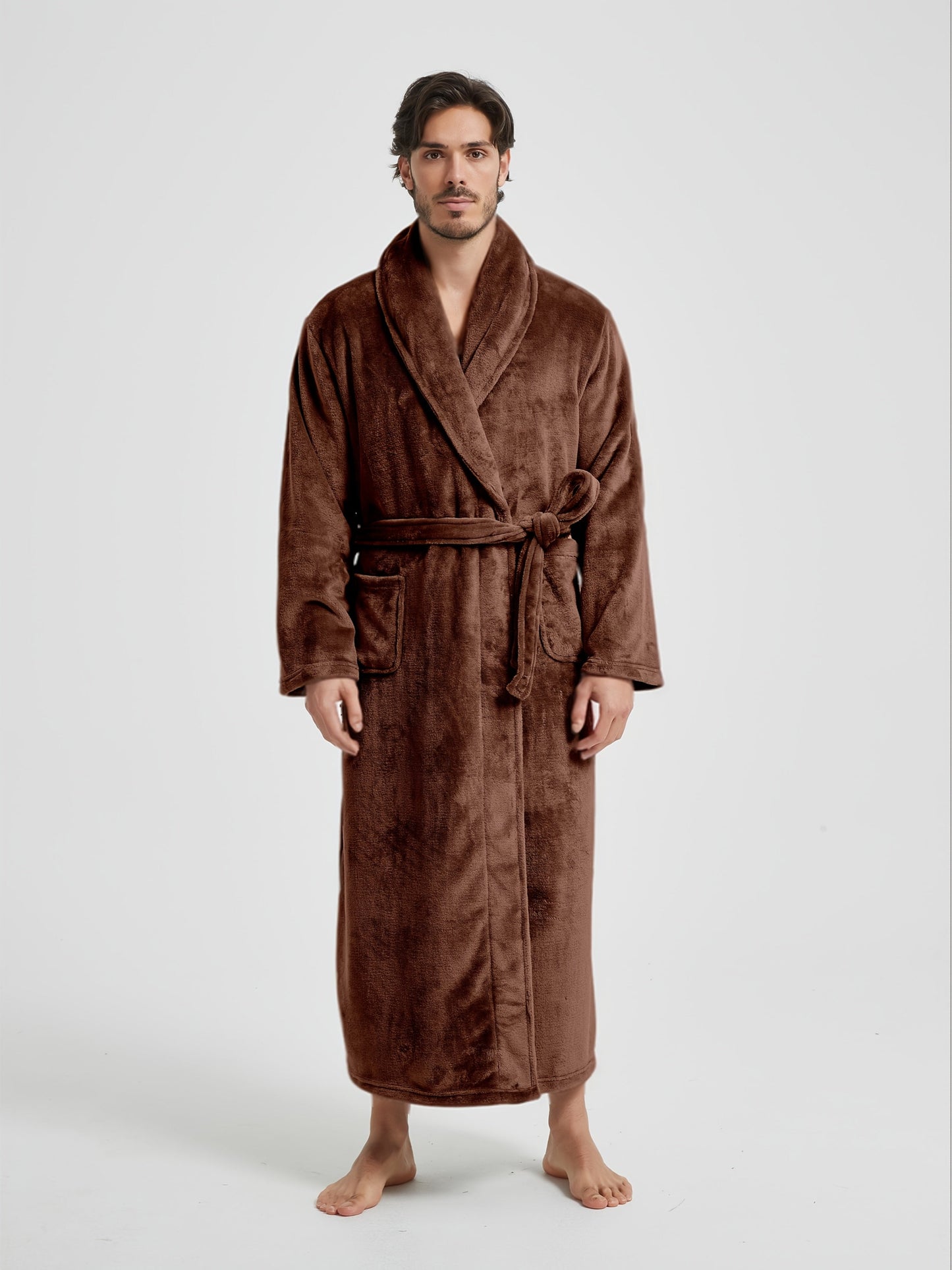 Peignoir homme polaire longue coupe avec col châle