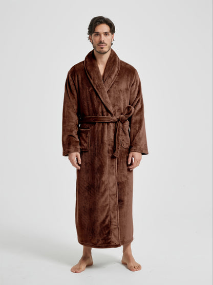 Peignoir homme polaire longue coupe avec col châle