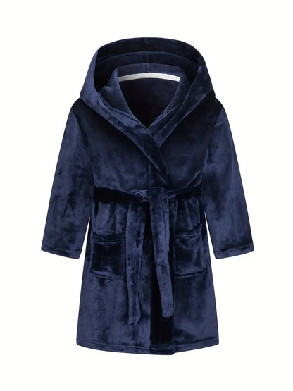 Peignoir de Bain Enfant Bleu avec Capuche