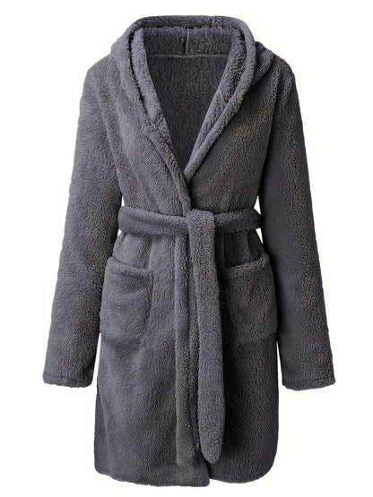 Peignoir polaire homme à capuche polaire avec poches et ceinture