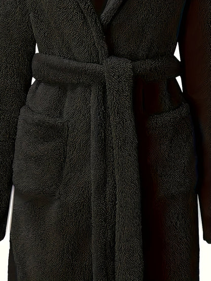 Peignoir polaire homme à capuche polaire avec poches et ceinture