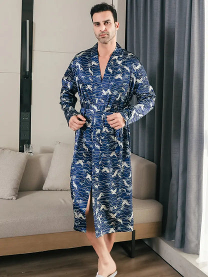 Peignoir de Luxe Soyeux Bleu