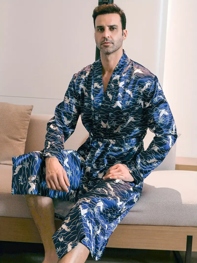 Peignoir de Luxe Soyeux Bleu