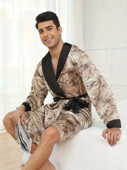 Peignoir avec Imprimé Serpent en Coton 420g/m²