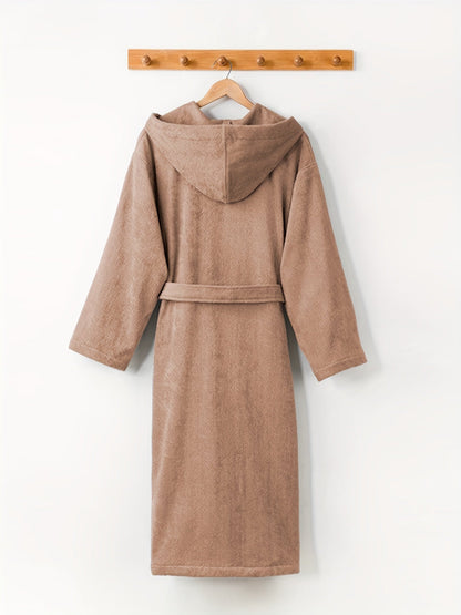 Peignoir homme à capuche en polaire douce avec poches et ceinture