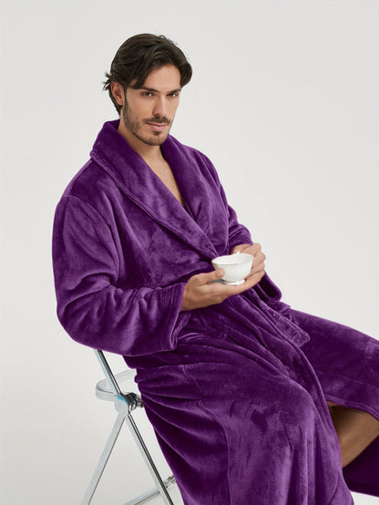 Peignoir homme polaire longue coupe avec col châle