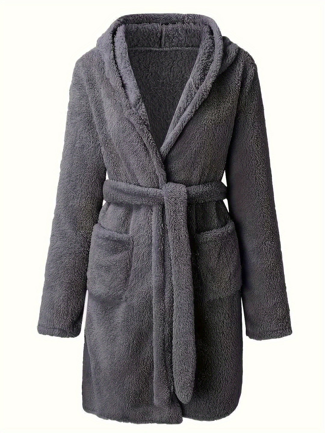 Peignoir polaire homme à capuche polaire avec poches et ceinture