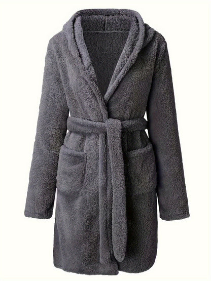 Peignoir polaire homme à capuche polaire avec poches et ceinture