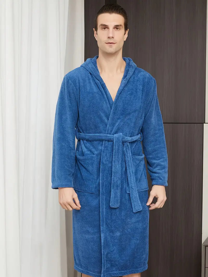 Peignoir de Bain Bleu avec Capuche