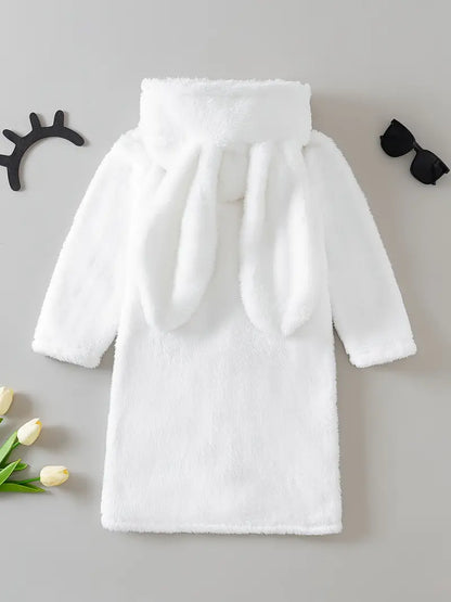 Peignoir de Bain Enfant Blanc Oreilles de Lapin