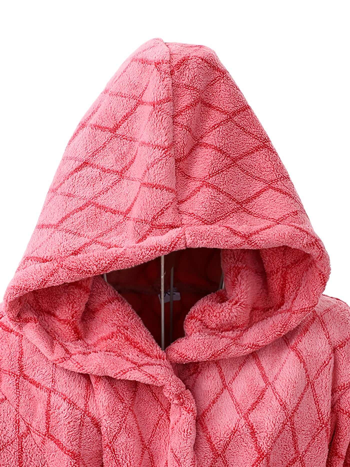 Peignoir polaire à capuche pour homme avec motifs relief et ceinture ajustable