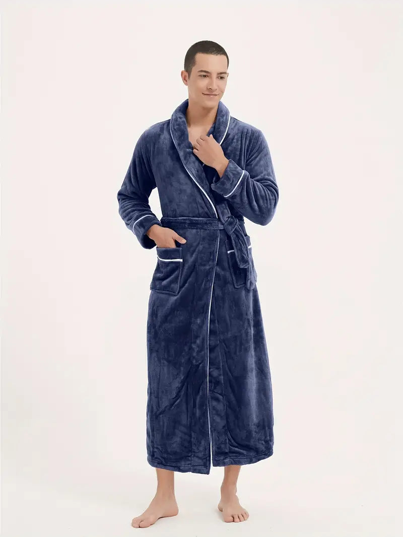 Peignoir de Nuit Éponge Polaire Bleu