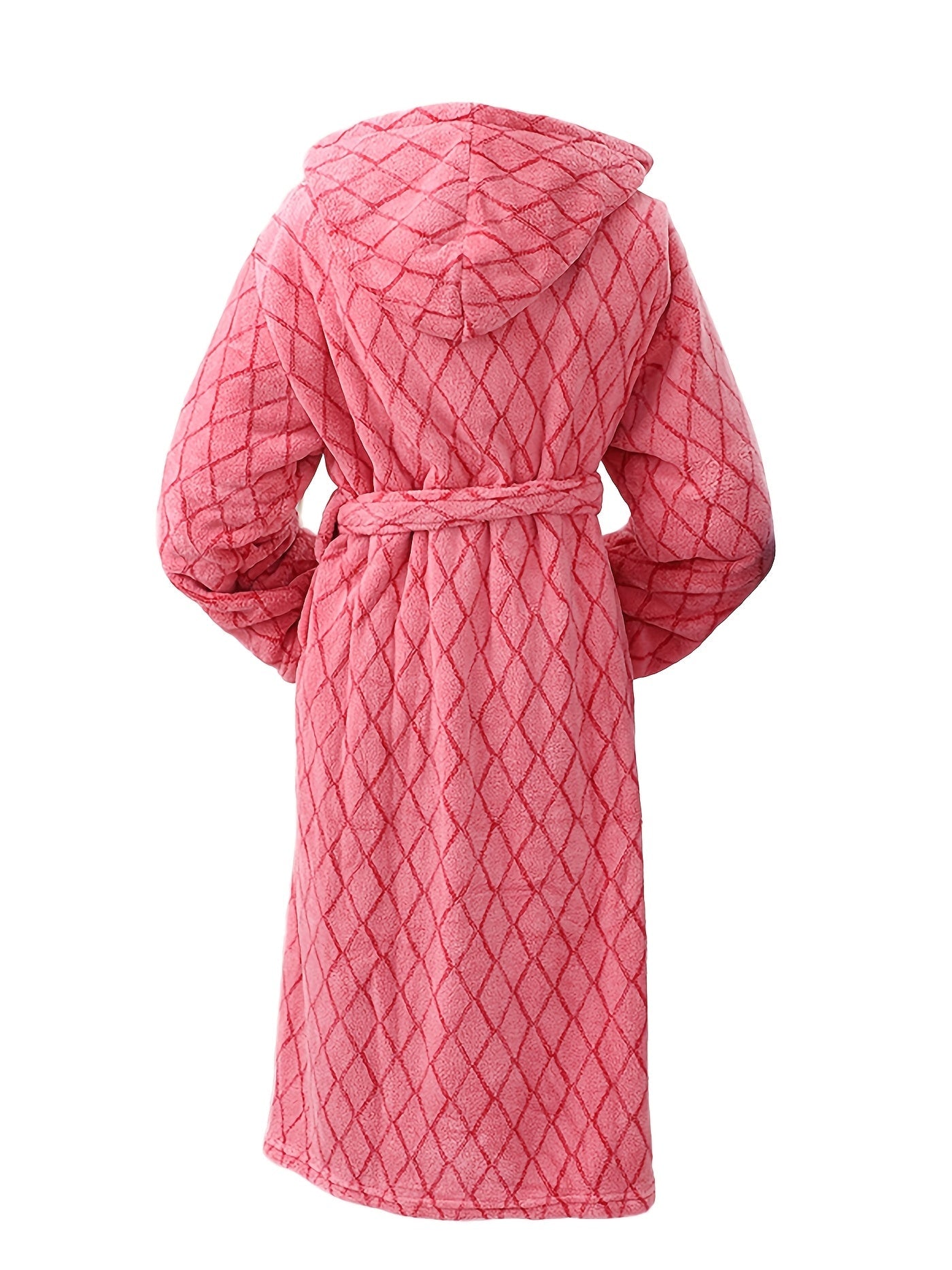 Peignoir polaire à capuche pour homme avec motifs relief et ceinture ajustable