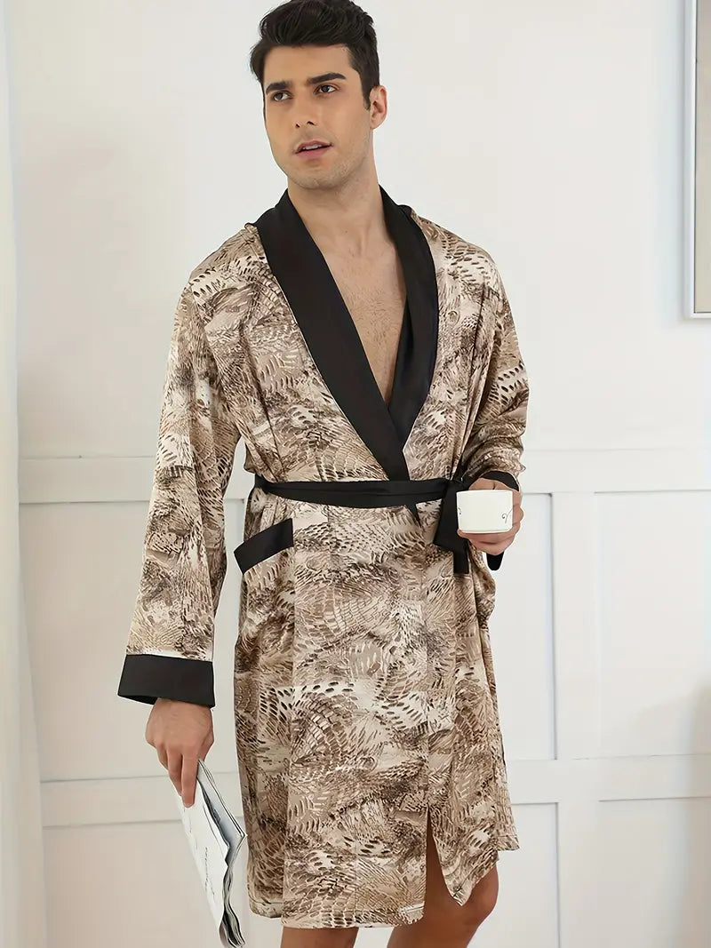 Peignoir avec Imprimé Serpent en Coton 420g/m²