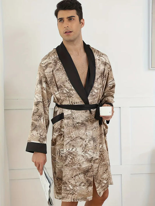 Peignoir avec Imprimé Serpent en Coton 420g/m²