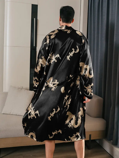 Peignoir Doux avec Motif de Dragon en Coton