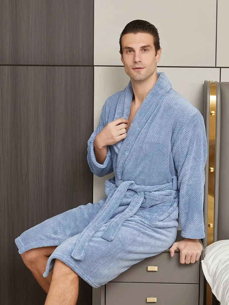 Peignoir de Bain Nid D'abeille en Coton