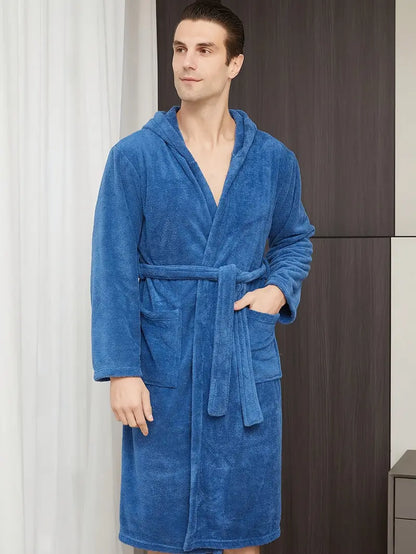 Peignoir de Bain Bleu avec Capuche