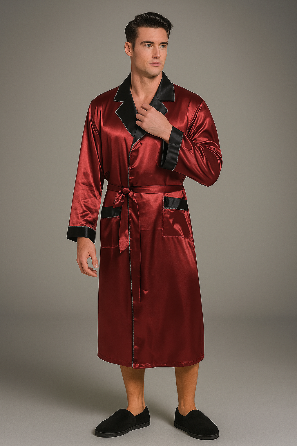 Peignoir Rouge Élégant et Luxueux