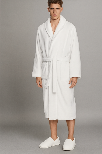 Peignoir Homme Polaire de Bain Blanc